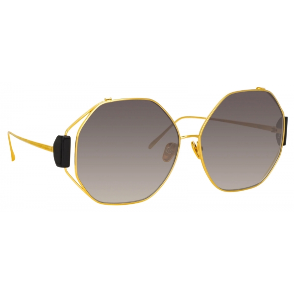 Linda Farrow - Occhiali da Sole Marie Oversized in Oro Giallo Grigio - LFL1089C1SUN - Linda Farrow Eyewear