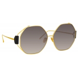 Linda Farrow - Occhiali da Sole Marie Oversized in Oro Giallo Grigio - LFL1089C1SUN - Linda Farrow Eyewear