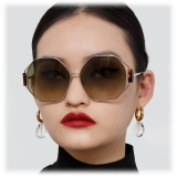 Linda Farrow - Occhiali da Sole Marie Oversized in Oro Giallo Grigio - LFL1089C1SUN - Linda Farrow Eyewear