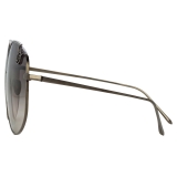 Linda Farrow - Marisa Oversized Sunglasses in Nickel - LFL1056C5SUN - Linda Farrow Eyewear