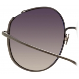 Linda Farrow - Marisa Oversized Sunglasses in Nickel - LFL1056C5SUN - Linda Farrow Eyewear