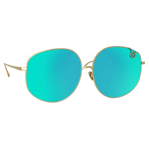 Linda Farrow - Occhiali da Sole Marisa Oversized in Oro Chiaro Blu - LFL1056C6SUN - Linda Farrow Eyewear