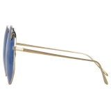 Linda Farrow - Occhiali da Sole Marisa Oversized in Oro Chiaro Blu - LFL1056C6SUN - Linda Farrow Eyewear