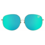 Linda Farrow - Occhiali da Sole Marisa Oversized in Oro Chiaro Blu - LFL1056C6SUN - Linda Farrow Eyewear