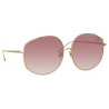 Linda Farrow - Marisa Oversized Sunglasses in Light Gold Burgundy - LFL1056C3SUN - Linda Farrow Eyewear