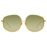 Linda Farrow - Marisa Oversized Sunglasses in Yellow Gold Green - LFL1056C2SUN - Linda Farrow Eyewear