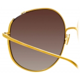 Linda Farrow - Marisa Oversized Sunglasses in Light Gold Brown - LFL1056C4SUN - Linda Farrow Eyewear