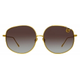 Linda Farrow - Marisa Oversized Sunglasses in Light Gold Brown - LFL1056C4SUN - Linda Farrow Eyewear