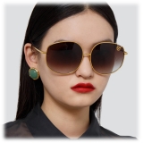 Linda Farrow - Marisa Oversized Sunglasses in Light Gold Brown - LFL1056C4SUN - Linda Farrow Eyewear