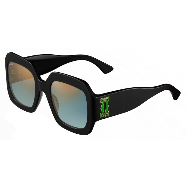 Cartier - Square - Black Gradient Green Lenses - Signature C de Cartier Collection - Sunglasses - Cartier Eyewear