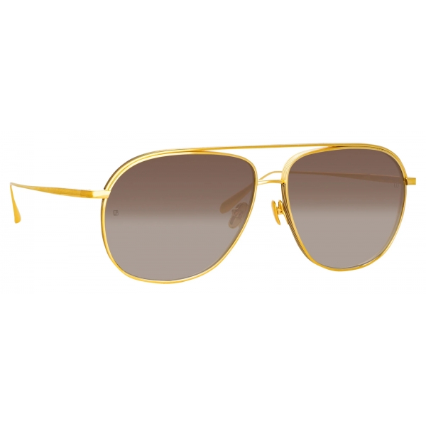 Linda Farrow - Occhiali da Sole Matis Aviator in Oro Giallo - LFL1279C2SUN - Linda Farrow Eyewear