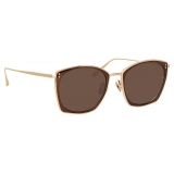 Linda Farrow - Occhiali da Sole Milo Square in Oro Chiaro - LFL1338C5SUN - Linda Farrow Eyewear