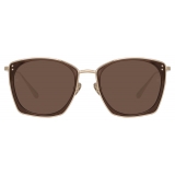 Linda Farrow - Occhiali da Sole Milo Square in Oro Chiaro - LFL1338C5SUN - Linda Farrow Eyewear