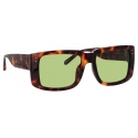 Linda Farrow - Morrison Rectangular Sunglasses in Tortoiseshell Green - LFL1027C8SUN - Linda Farrow Eyewear