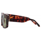 Linda Farrow - Morrison Rectangular Sunglasses in Tortoiseshell Green - LFL1027C8SUN - Linda Farrow Eyewear