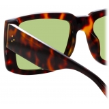 Linda Farrow - Morrison Rectangular Sunglasses in Tortoiseshell Green - LFL1027C8SUN - Linda Farrow Eyewear