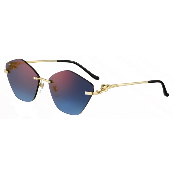 Cartier - Cat Eye - Gold Blue Lenses - Panthère de Cartier Collection ...