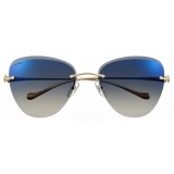 Cartier - Butterfly - Gold Gradient Blue Lenses - Panthère de Cartier Collection - Sunglasses - Cartier Eyewear