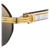 Cartier - Rectangular - White Horn Grey Lenses with Golden Flash - Première de Cartier Collection - Sunglasses - Cartier Eyewear