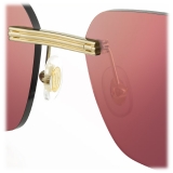 Cartier - Rectangular - Gold Burgundy Lenses - Première de Cartier Collection - Sunglasses - Cartier Eyewear