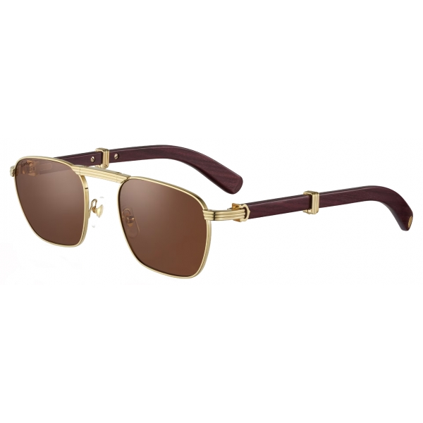 Cartier - Rectangular - Brown Gold - Première de Cartier Collection - Sunglasses - Cartier Eyewear