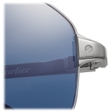 Cartier - Rectangular - Platinum Blue Lenses - Santos de Cartier Collection - Sunglasses - Cartier Eyewear
