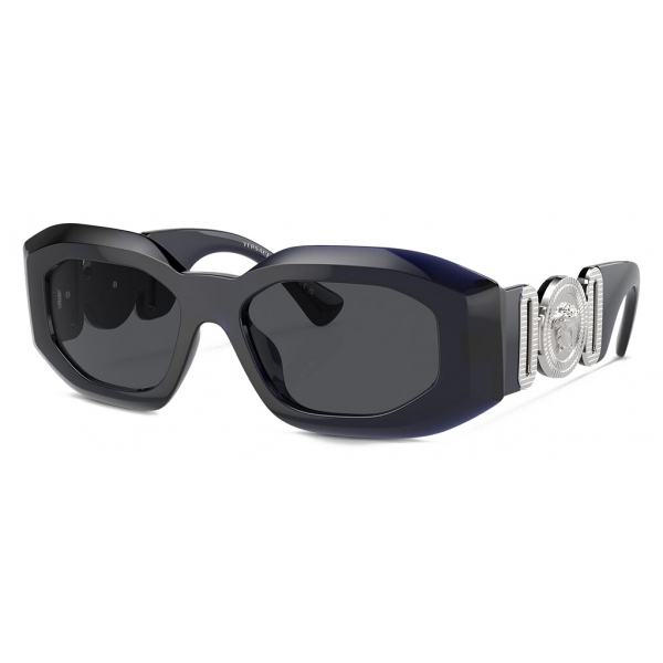 Versace - Maxi Medusa Biggie Sunglasses - Dark Blue Silver - Sunglasses - Versace Eyewear