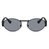 Versace - Occhiale da Sole Ovali Medusa Deco - Nero Opaco Grigio - Occhiali da Sole - Versace Eyewear
