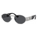 Versace - Medusa Deco Oval Sunglasses - Silver Dark Gray - Sunglasses - Versace Eyewear