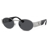 Versace - Medusa Deco Oval Sunglasses - Silver Dark Gray - Sunglasses - Versace Eyewear