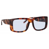 Linda Farrow - Morrison Rectangular Sunglasses in Tortoiseshell Blue - LFL1027C9SUN - Linda Farrow Eyewear