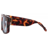 Linda Farrow - Morrison Rectangular Sunglasses in Tortoiseshell Blue - LFL1027C9SUN - Linda Farrow Eyewear