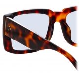 Linda Farrow - Morrison Rectangular Sunglasses in Tortoiseshell Blue - LFL1027C9SUN - Linda Farrow Eyewear