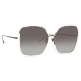 Linda Farrow - Natalia Oversized Sunglasses in White - LFL1210C4SUN - Linda Farrow Eyewear