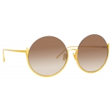 Linda Farrow - Occhiali da Sole Olivia Round in Oro Giallo - LFL1006C1SUN - Linda Farrow Eyewear