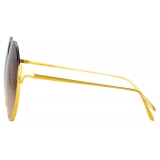 Linda Farrow - Occhiali da Sole Olivia Round in Oro Giallo - LFL1006C1SUN - Linda Farrow Eyewear