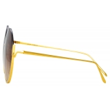 Linda Farrow - Olivia Round Sunglasses in Yellow Gold - LFL1006C1SUN - Linda Farrow Eyewear