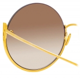 Linda Farrow - Olivia Round Sunglasses in Yellow Gold - LFL1006C1SUN - Linda Farrow Eyewear