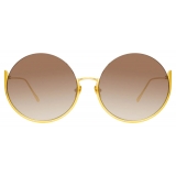 Linda Farrow - Occhiali da Sole Olivia Round in Oro Giallo - LFL1006C1SUN - Linda Farrow Eyewear