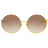 Linda Farrow - Olivia Round Sunglasses in Yellow Gold - LFL1006C1SUN - Linda Farrow Eyewear