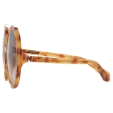 Linda Farrow - Otavia Oversized Sunglasses in Saffron Tortoiseshell - LFL1356C2SUN - Linda Farrow Eyewear