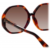 Linda Farrow - Occhiali da Sole Paloma Hexagon in Tartaruga - LFL1415C2SUN - Linda Farrow Eyewear