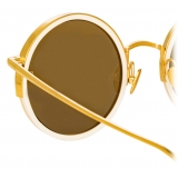 Linda Farrow - Ralph & Russo Watson Round Sunglasses in Cream - LFL1119C6SUN - Linda Farrow Eyewear