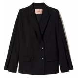 Twinset - Four Button Double Breasted Blazer - Black - Jackets - Made in Italy - Luxury Exclusive Collection