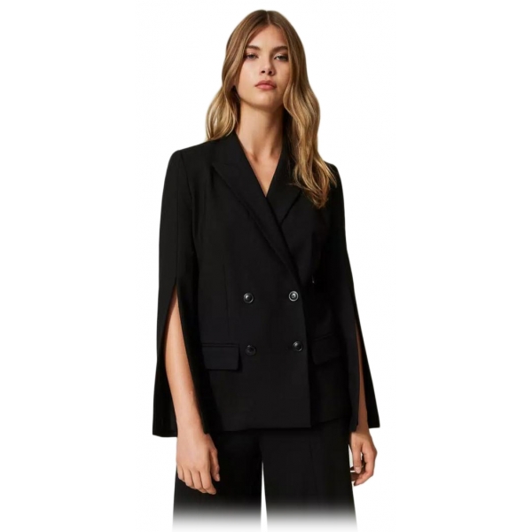 Twinset - Four Button Double Breasted Blazer - Black - Jackets - Made in Italy - Luxury Exclusive Collection