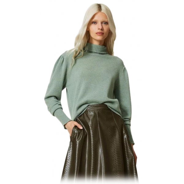Twinset - Cashmere Turtleneck - Sage Green - Knitwear - Made in Italy - Luxury Exclusive Collection