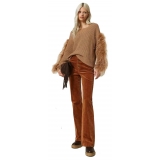 Twinset - Sweater with Removable Feather Detail - Brown - Knitwear - Made in Italy - Luxury Exclusive Collection