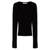 Twinset - Ribbed Viscose Sweater - Black - Knitwear - Made in Italy - Luxury Exclusive Collection
