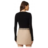 Twinset - Ribbed Viscose Sweater - Black - Knitwear - Made in Italy - Luxury Exclusive Collection