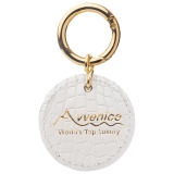 Avvenice - Crocodile Pendant - Pearly White - Keychain - Handmade in Italy - Exclusive Luxury Collection